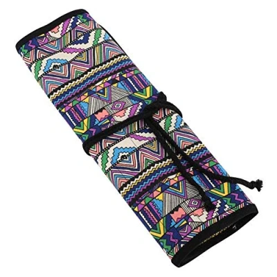 Image de 20 Trous Porte Stylos en Toile Faits à la Main Pinceaux Roll Up Crayon Sac de Rangement pour Stylo Pochette Grande Capacité