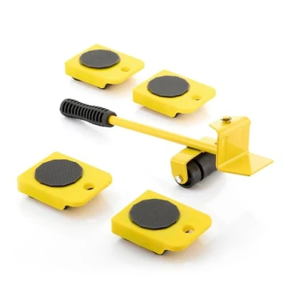 Image de InnovaGoods Outil de Levage et Transport HeavEasy, 5 Pièces, Polyvalent Robuste, Facile à Utiliser, Idéal pour Meubles Appareils, Multicolore, Fer
