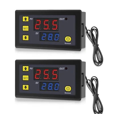 Image de GERUI Lot de 2 régulateurs température numériques W3230 20 A DC 12 V Thermostat numérique 50 120 C Avec sonde NTC 10 K.
