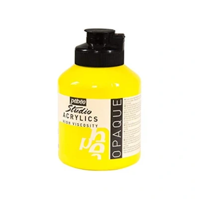 Image de Pébéo Acrylique Fine Studio Acrylics Peinture Jaune Primaire Opaque 500 ml