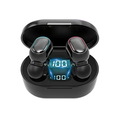 Image de KASSTPO Écouteurs Bluetooth sans Fil Intra Auriculaires avec Micro, Hi FI stéréo, contrôle des Touches, 25 Heures d&#039;autonomie Affichage LED, pour Le Travail et Les études