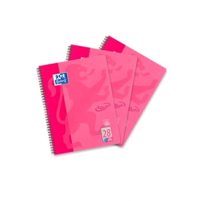 Image de Oxford Touch Lot de 3 blocs universitaires à double bord 80 feuilles Rose Format A4