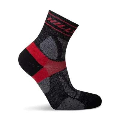 Image de Hilly Trail Anklet Med Cushioning Chaussettes de Course, Noir/Rouge, L Mixte