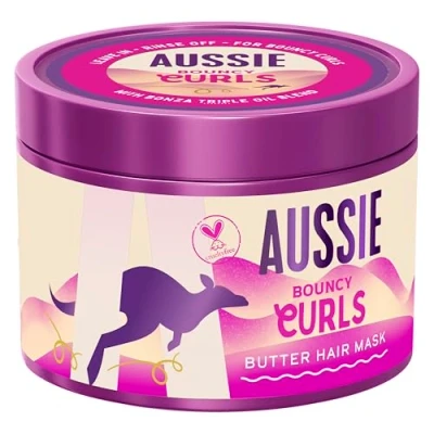 Image de Aussie Bouncy Curls Beurre Masque Cheveux 500ml, Pour Démêler, Nourrir et Hydrater en Profondeur les Bouclés Ondulés