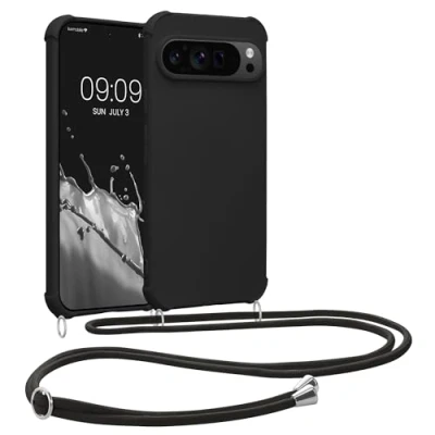 Image de kwmobile Coque Collier Compatible avec Google Pixel 9 Pro XL Housse en Silicone Noir