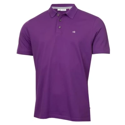 Image de Calvin Klein Hommes Campus 3 Bouton léger côtelée col Polo Violet XL