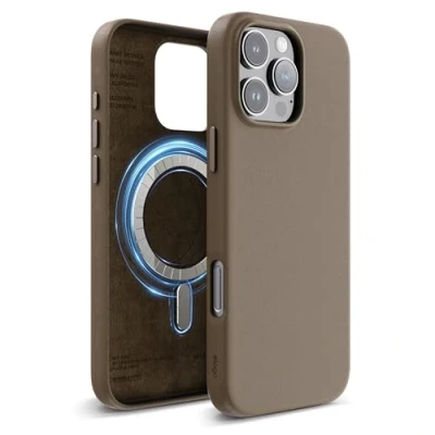 Image de elago Coque Cuir Magnétique Compatible avec iPhone 16 Pro Max Étui, Tous Les Accessoires MagSafe, 6,9 Pouces Aimants Intégrés, Vegan, Antichoc, Résistant à l&#039;eau (Taupe)