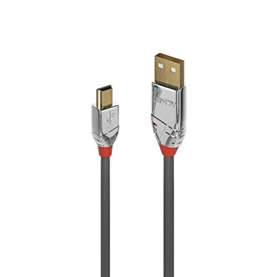 Image de Câble USB 2.0 type A vers Mini B LINDY Cromo Line 1m Double blindage Contacts plaqués or