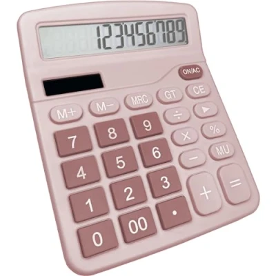 Image de Newaner Calculatrice, Calculette de Bureau Solaire Grand Écran LCD à 12 Chiffres, Mini Calculatrice Fonction Standard pour Bureau, Maison et École, avec Grands Boutons, Rose