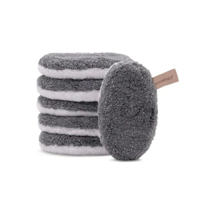 Image de waschies Lot de 6 tampons démaquillants lavables et réutilisables, nettoyage en profondeur uniquement avec l&#039;eau, doux pour la peau, hypoallergénique, super « Grey Edition »