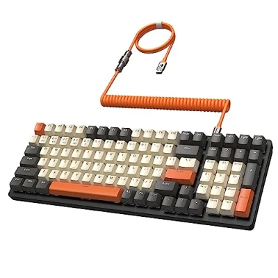 Image de MAMBASANKE K6 Pro 96% 3 Modes Clavier de Jeu Mécanique Hot Swap 4000mAh 2.4Ghz/Bluetooth 5.0/Clavier Filaire avec Câble USB Enroulé Type C 9 RGB Rétroéclairé Linéaire Rouge Switch Shimmer