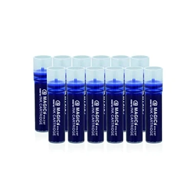 Image de ESENG® Lot de 12 cartouches marqueurs pour tableau blanc Magic WM 218, séchage rapide, effaçables à sec sans laisser traces (bleu)