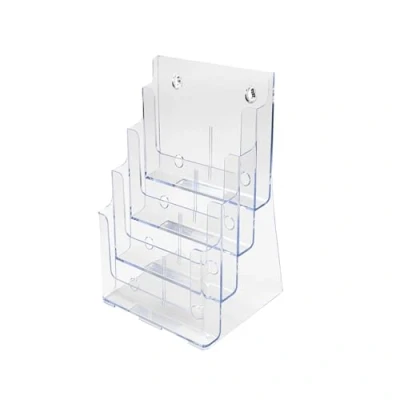 Image de Deflecto Multi tier Literature Display Holder for Wall or Desktop 4 x A4 Pockets Clear Ref DE77441