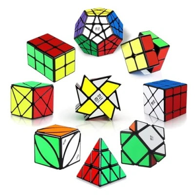 Image de ROXENDA Speed Cube Set, de Vitesse 2X2 3X3 2X3 Skewb Axis Windmill Fisher Dodecahedron Pyramide Ivy Magique pour Enfants Puzzle Cubes Puzzles Collection, 10 Pack