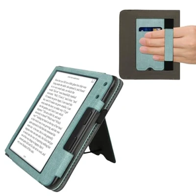 Image de kwmobile Étui Compatible avec Kobo Libra Colour Coque à Rabat magnétique Tablette eReader Similicuir Menthe glaciale Gris foncé