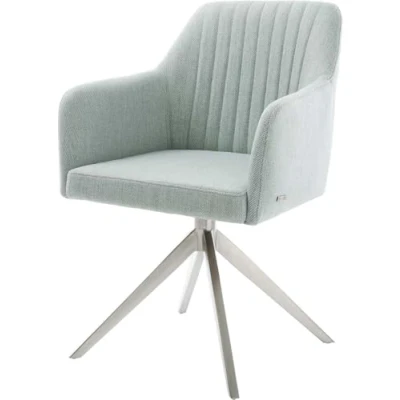 Image de Chaise pivotante Greg Flex rayures vert menthe pied croisé large acier inoxydable brossé pivotement sur 360 fonction bascule ressorts ensachés