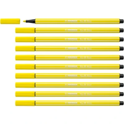 Image de Feutre dessin STABILO Pen 68 Lot x 10 feutres de coloriage pointe moyenne Jaune fluo (68/024)