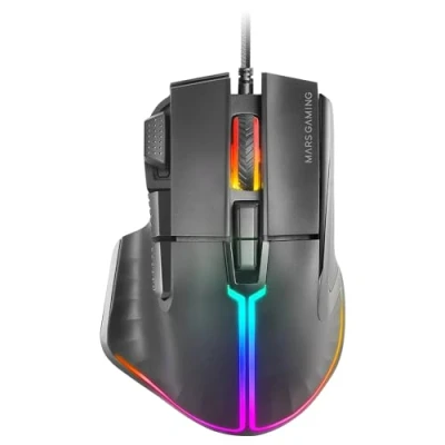 Image de Mars Gaming MM XT, Souris RGB, Design Ergonomique avec Repose Pouce, Capteur Optique 12800DPI, 9 Boutons Configurables, Switchs Huano, Contrôle Logiciel, Compatibilité Multi Platforme, Noir