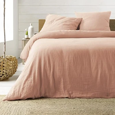 Image de KGS Parure de lit en Gaze Coton 240 x 260 cm (Rose)