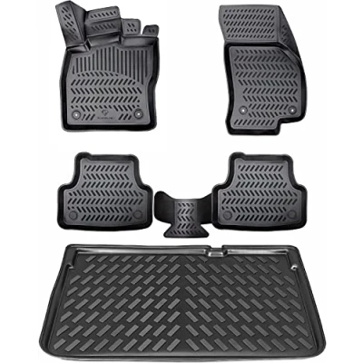 Image de ELMASLINE Lot de tapis en caoutchouc 3D et bac coffre pour VW Passat B6 2005 2010 Variant/Break