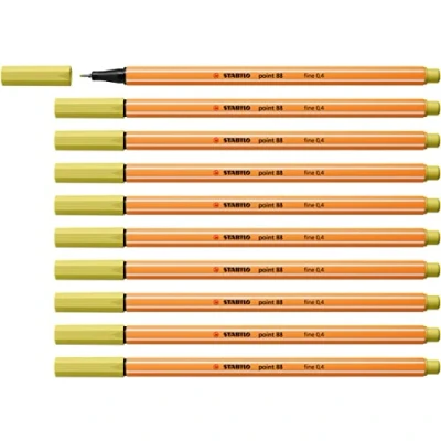 Image de Stylo feutre pointe fine STABILO point 88 Lot x 10 stylos jaune moutarde (67)
