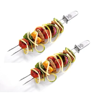 Image de GEFU GE15420 Twinco Brochette Double Barbecue Acier Inoxydable Inox 32 x 2 cm Set de Pièces