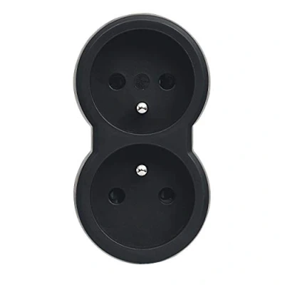 Image de Legrand 050504 Fiche MultiPrise 2 Prises de Courant avec Sorties Frontales, 2P+T, 16A, 230V, Noir