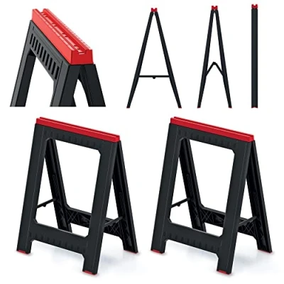 Image de Kistenberg 2x Tréteau de travail pliant Set support 350kg d&#039;échafaudage Hauteur d&#039;appui sciage noir, KTIS8060, 760 x 580 mm