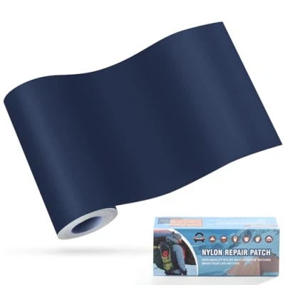 Image de Patchs autocollants en nylon, OAZ 10x160cm patch de réparation imperméable autocollant, nylon autocollant Bleu marine, pour tentes, doudoune, sac couchage, à main