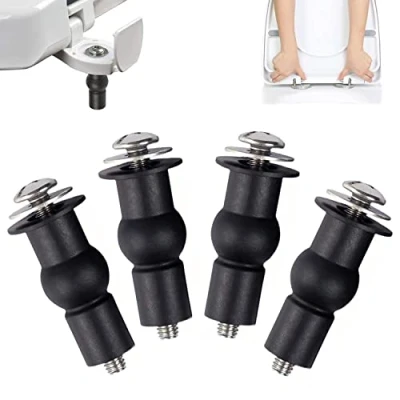 Image de 4 Pièces Fixation Cuvette WC, Abattant WC Fixations Charnières, Abattant, Charniere Vis, Extensible Caoutchouc Vis Fixation,