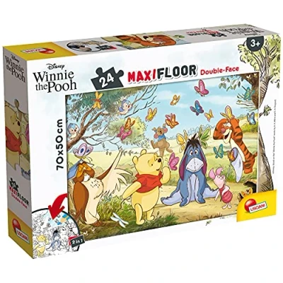 Image de Liscianigiochi Disney Doubleface Recto/Verso Maxi Floor The Pooh Winnie l&#039;ourson, 86665, Puzzle Double Face 24 pièces