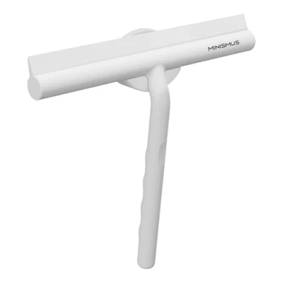 Image de Minismus Raclette de Douche pour Douche, Salle Bain, carrelage, Miroir, fenêtre, Support magnétique sans perçage, Autocollant, Design Moderne élégant (21 cm, Blanc)