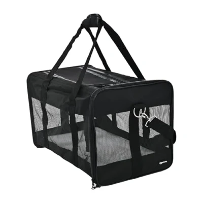 Image de Amazon Basics Sac de transport à parois souples pour Chat, chien, Large, L 50 x W 26 H 28 cm, Noir