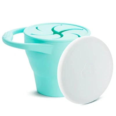 Image de Munchkin Boîte à Goûter &quot;C’est Silicone&quot;, Collation en Silicone sans BPA, Enfant avec Couvercle, Anti Renversement, Petite Tasse d’Apprentissage Pliable pour Bébé Vert Menthe