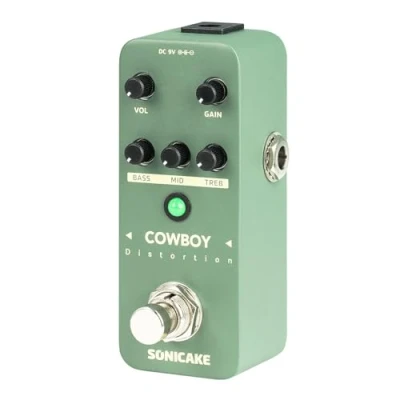 Image de SONICAKE Distortion Pedal High Gain Pedale d&#039;effet pour guitare 2 modes Fréquence médiane de la distorsion normale True Bypass Cowboy