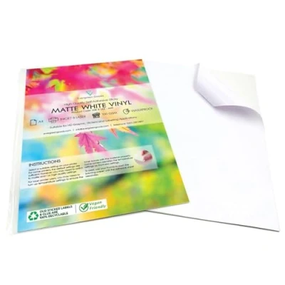 Image de Evergreen Goods 30 Feuilles A4 Vinyle Blanc Mat Papier Autocollant Stickers Pvc Imperméable Pour Imprimantes Jet D&#039;encre Et Laser Parfait Avec Les Machines à Découper (Cricut &amp; Silhouette)
