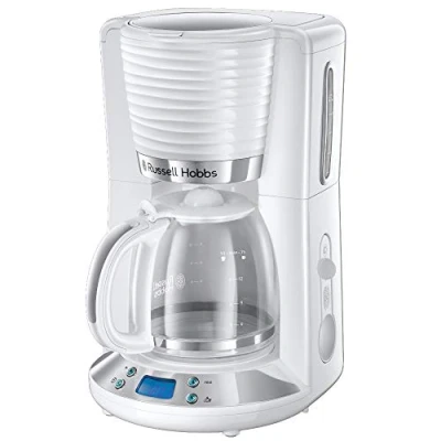 Image de Russell Hobbs Cafetière [Programmable,Technologie WhirlTech pour extraction &amp; arôme optimaux] Inspire Blanc (max 10 tasses, verseuse en verre 1,25L, Maintien au chaud) Machine à café filtre 24390 56