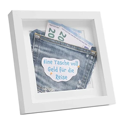 Image de PHOTOLINI Cadre Photo 3D à remplir 20 x cm Blanc, boîte Profond avec Passe Partout, pour Objets jusqu&#039;à 1,5 cm, Bois MDF, Verre Les Loisirs créatifs &amp; comme Cadeau