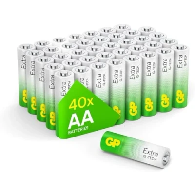 Image de Piles Alcalines AA Lot de 40 GP Extra Batteries LR6 1,5V Longue Durée, idéales pour Appareils Électroniques, Jouets, Télécommandes, Claviers Technologie Anti fuites