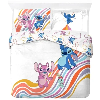 Image de Disney Lilo &amp; Stitch 100% Coton Parure de Lit Double Inclus Taie d&#039;Oreiller 50 x 70 cm