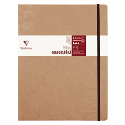 Image de Clairefontaine 79446C Collection Age Bag Un Carnet Élastiqué Cousu MyEssential Tabac B5 19x25 cm 192 Pages Numérotées Lignées Papier Ivoire 90 g Couverture Carte Lustrée Grain Cuir