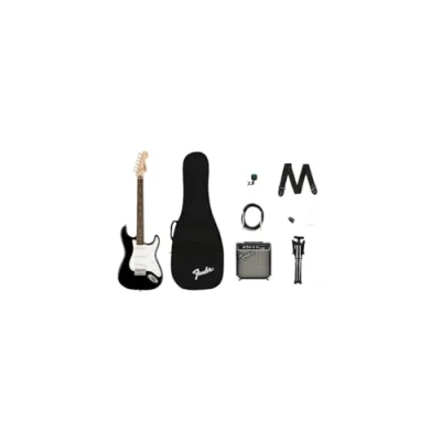Image de Squier by Fender Stratocaster, Guitare Electrique, Pack d&#039;initiation incluant une Électrique,Touche en Laurier,Noire,un Amplificateur Frontman10G,
