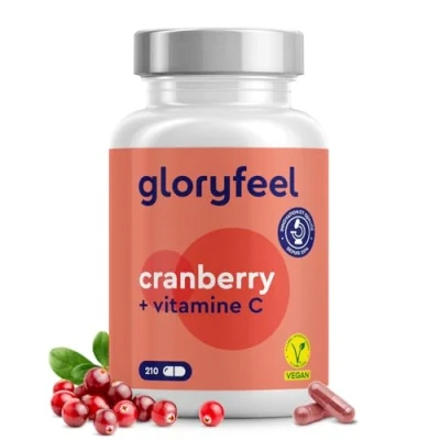 Image de Extrait de Cranberry (25000 mg) avec Vitamine C (30 mg), Hautement Dosée 210 Capsules (Plus 6 Mois), 25:1 Canneberges Naturelles, Soutient le Système Immunitaire, 100% Végétalien