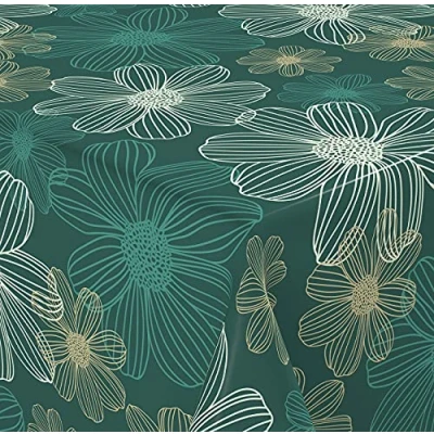 Image de Venilia 55339 Nappe en Toile cirée avec imprimé Ylang Ronde imperméable Facile d&#039;entretien 1,4 x m