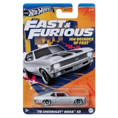 Image de Hot Wheels Fast and Furious Auto 70 Chevrolet Nova SS HW Decades of Maquette Die Cast Scala 1:64 Longueur 7cm HRW42