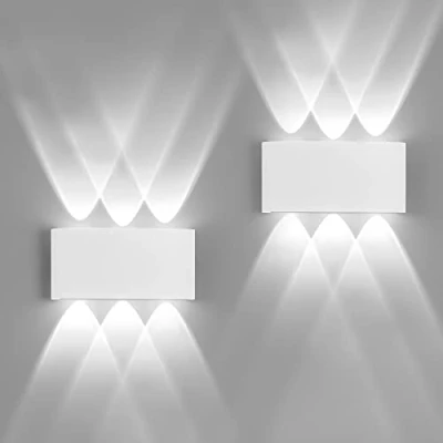 Image de FUPE 2 Pack applique Murale Extérieur/Intérieur LED Appliques Extérieure 12W 1200lm ip65 imperméable moderne en aluminium up and down lumineuse spot Lampe Murale(blanc 6500k lumière froide)