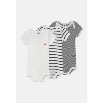 Image de Petit Bateau 3 PACK Unisex Body pour enfants, Taille: 80, White/dark blue