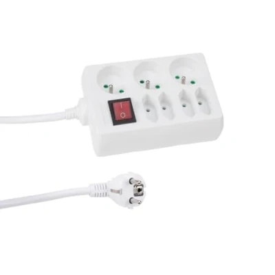 Image de Perel Bloc multiprise avec Interrupteur, 4 Prises Euro, 3 Terre française (Type E), 1.5 m, 3G1.5, Usage intérieur, Blanc