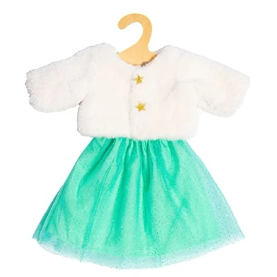 Image de Heless 1370 Vêtements Design Yuki, Set de 2 pièces en Blanc et Turquoise, avec Veste Jupe Tulle Scintillant pour poupées Animaux Peluche 28 35 cm, 1370, Multicoloured