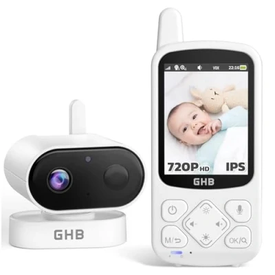 Image de GHB Babyphone Caméra Bébé Surveillance Vision Nocturne Ecran IPS HD 720p 2,8 Pouces 2000 mAh Mode VOX Audio Bidirectionnel Alerte de Température 8 Berceuses